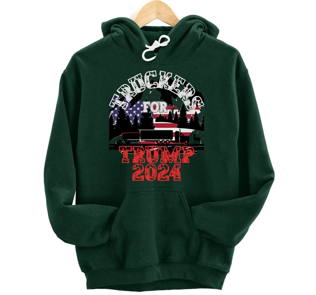 Patriotic American Flag Trump 2024 Pullover Hoodie