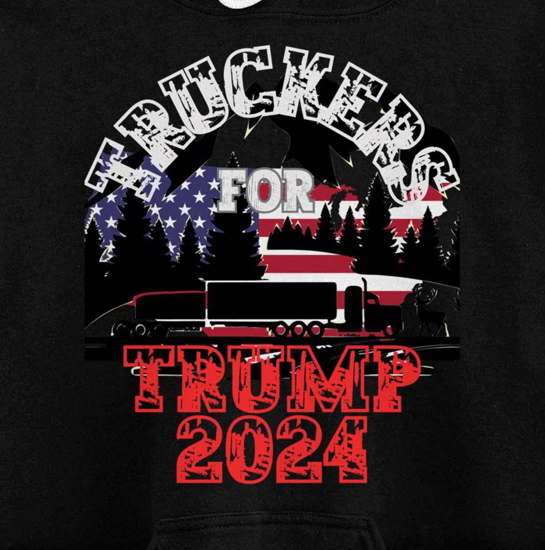 Patriotic American Flag Trump 2024 Pullover Hoodie