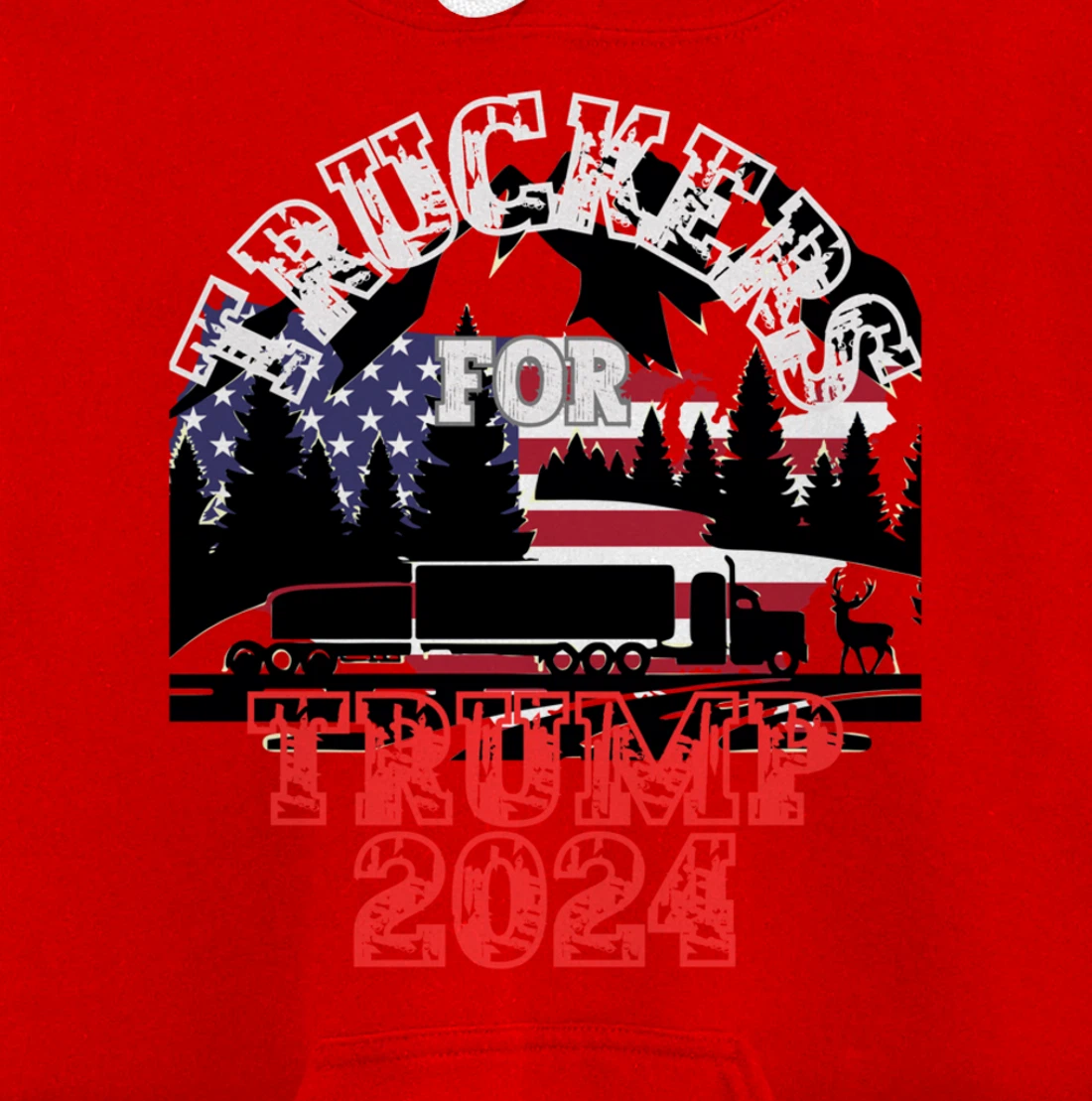 Patriotic American Flag Trump 2024 Pullover Hoodie
