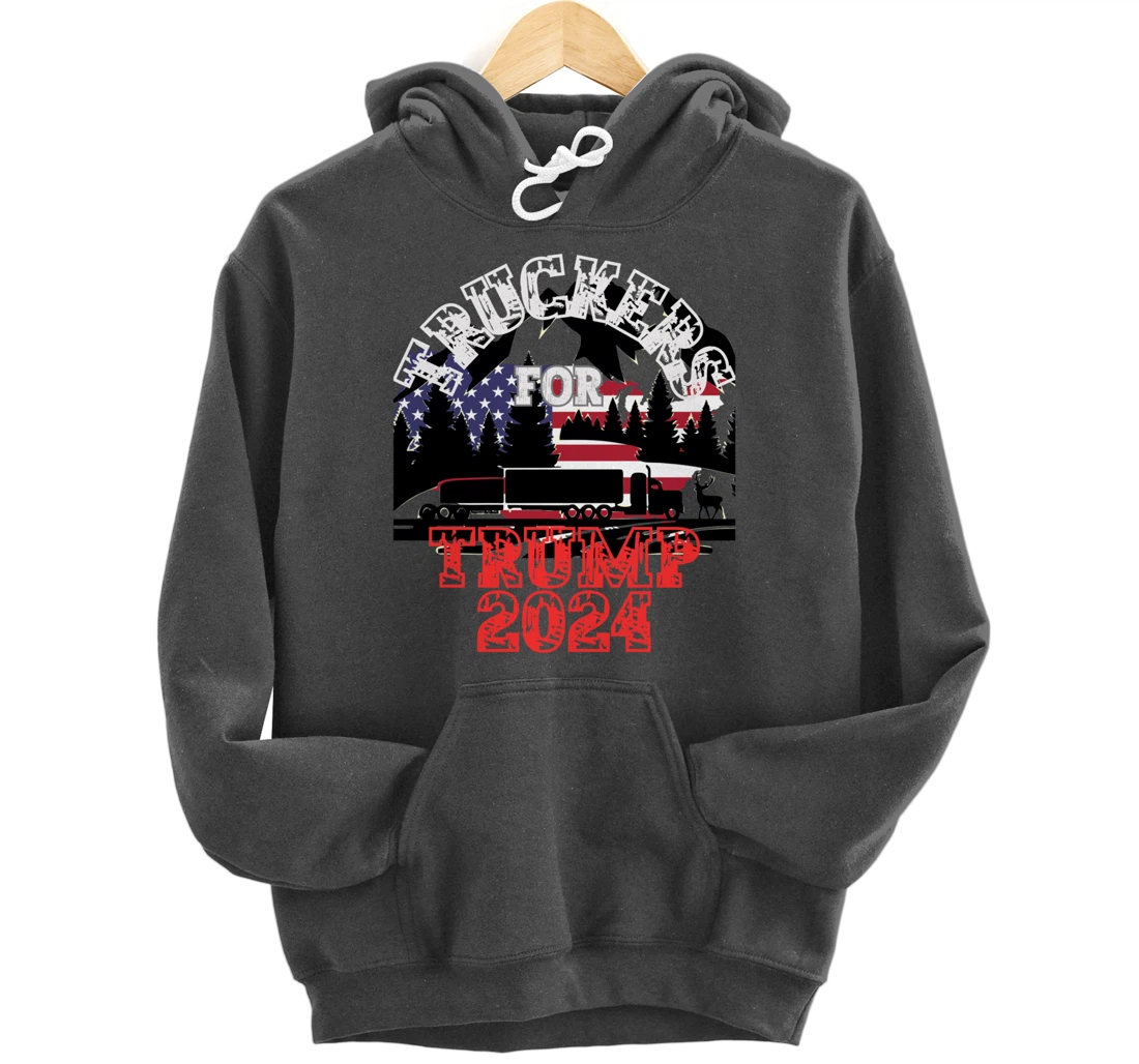 Patriotic American Flag Trump 2024 Pullover Hoodie
