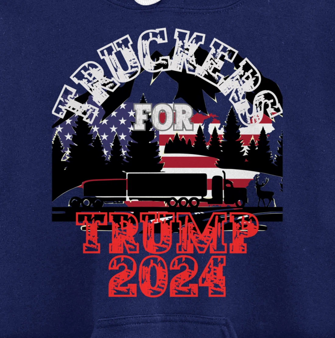 Patriotic American Flag Trump 2024 Pullover Hoodie