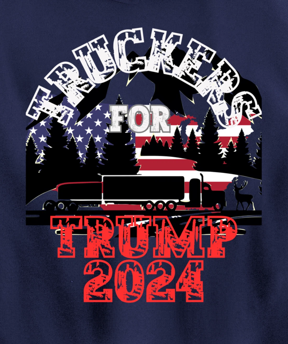 Patriotic American Flag Trump 2024 Pullover Hoodie