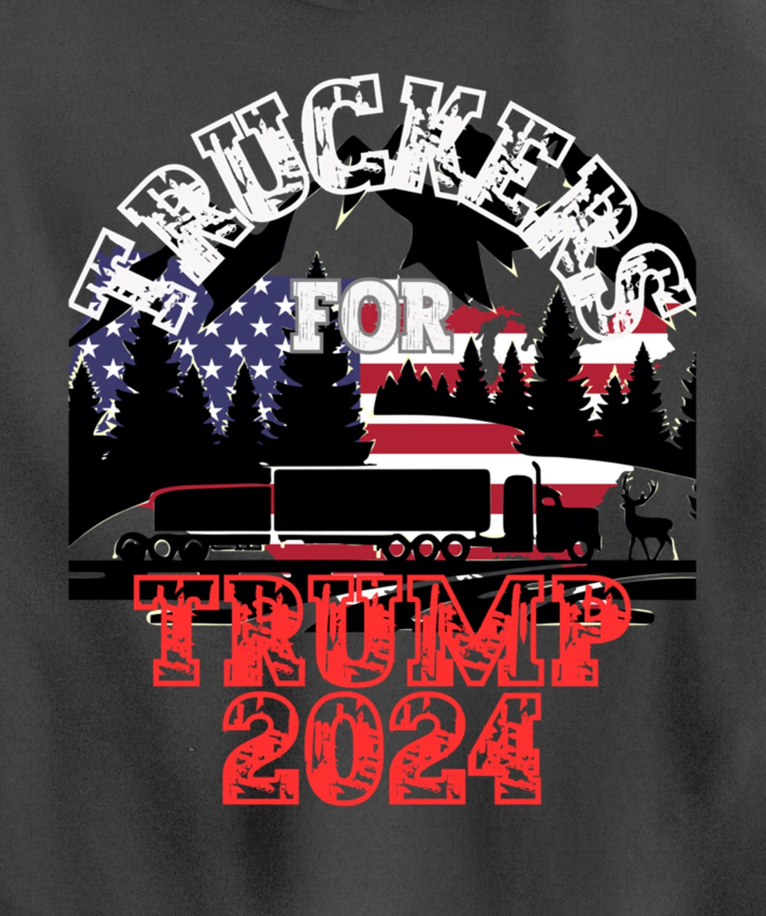 Patriotic American Flag Trump 2024 Pullover Hoodie