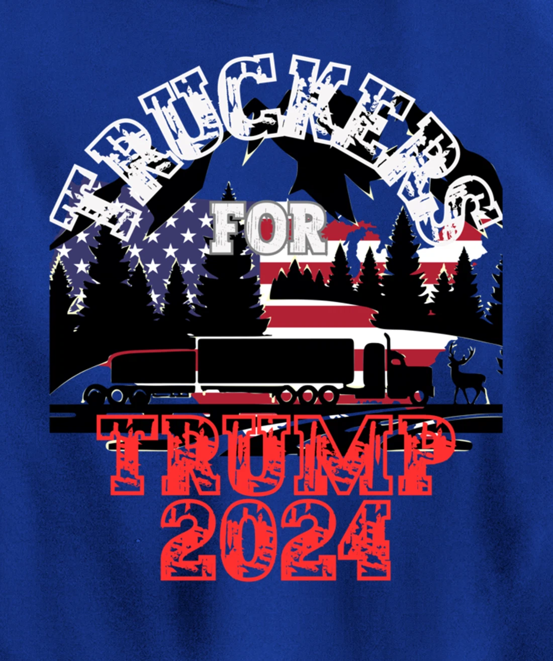 Patriotic American Flag Trump 2024 Pullover Hoodie
