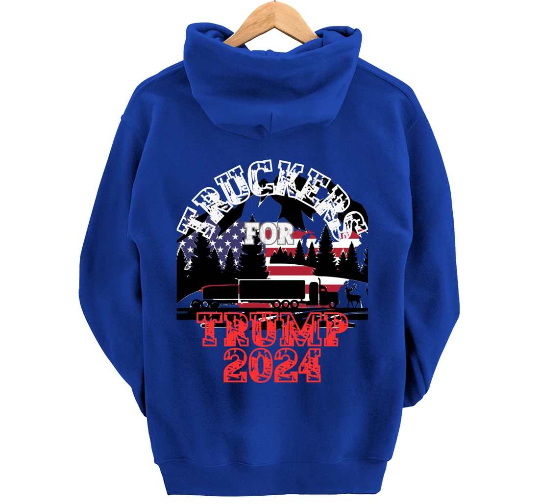 Patriotic American Flag Trump 2024 Pullover Hoodie