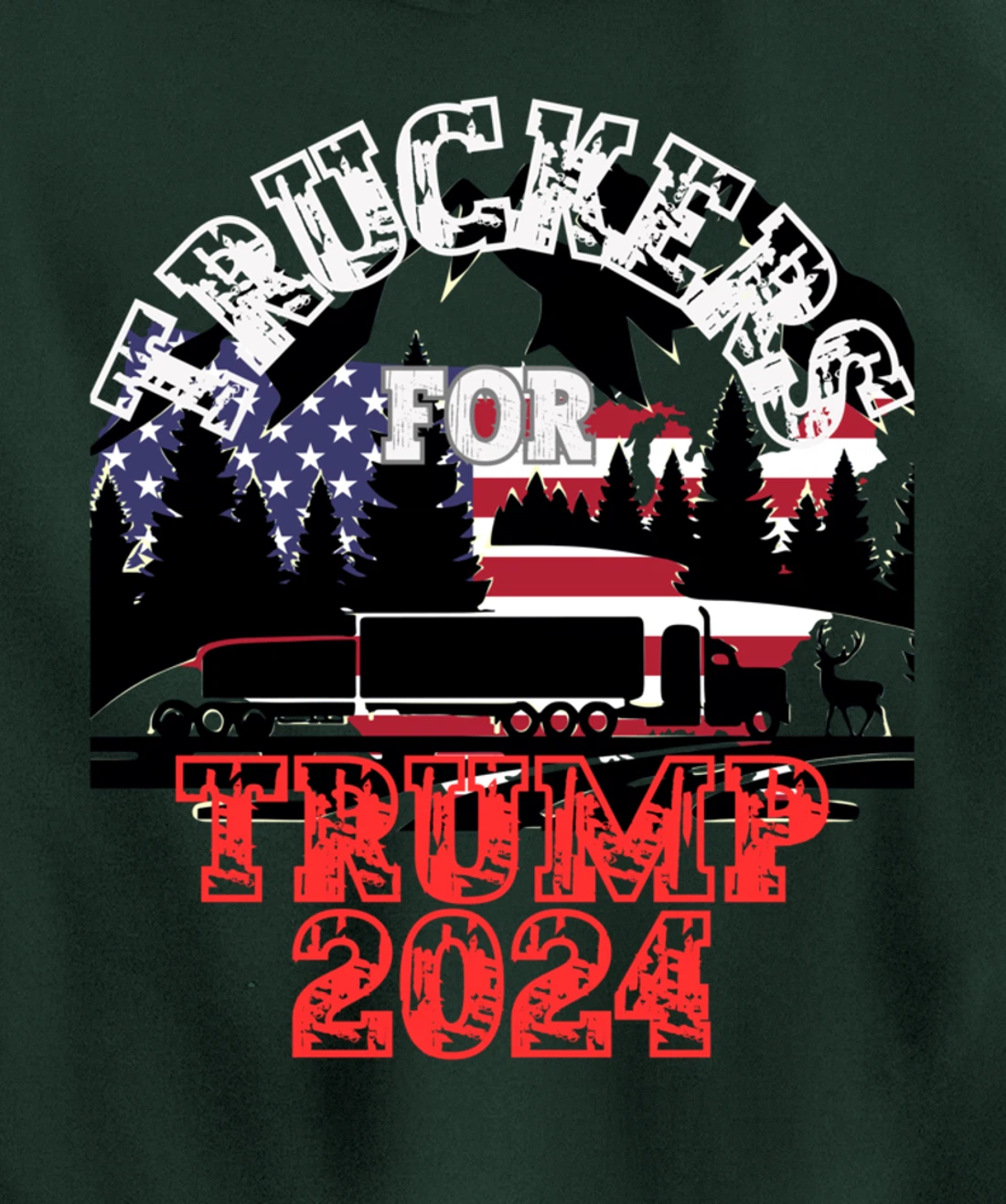 Patriotic American Flag Trump 2024 Pullover Hoodie