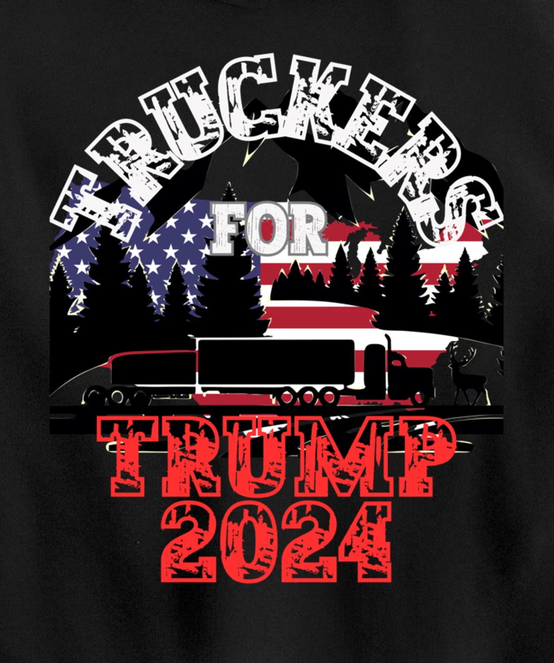 Patriotic American Flag Trump 2024 Pullover Hoodie