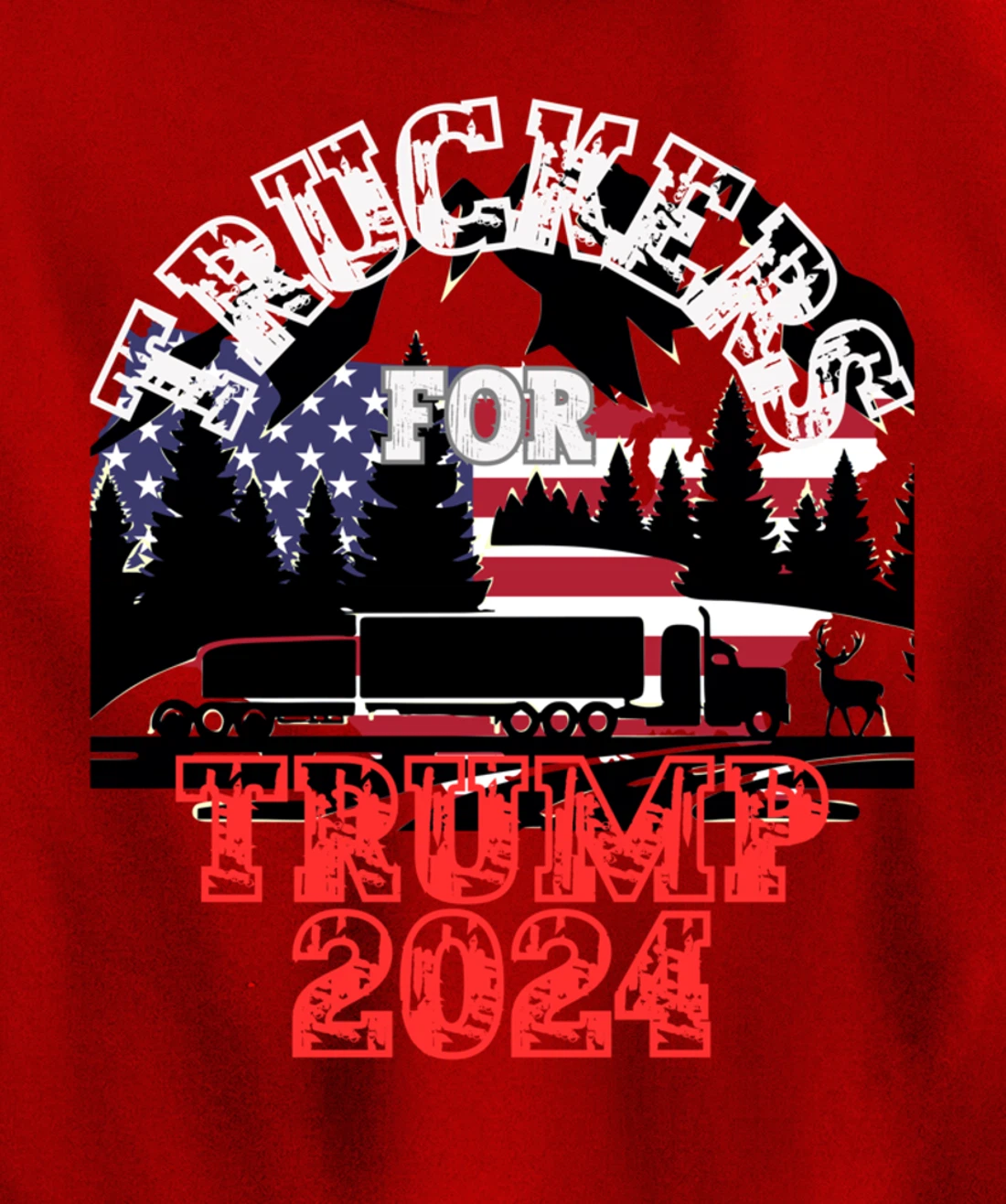 Patriotic American Flag Trump 2024 Pullover Hoodie