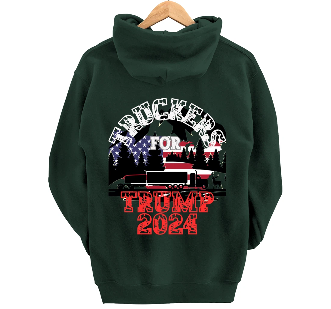 Patriotic American Flag Trump 2024 Pullover Hoodie