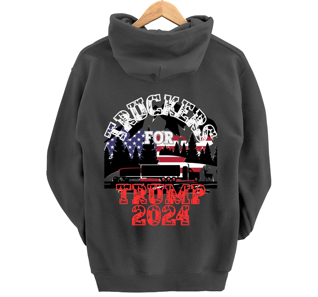 Patriotic American Flag Trump 2024 Pullover Hoodie