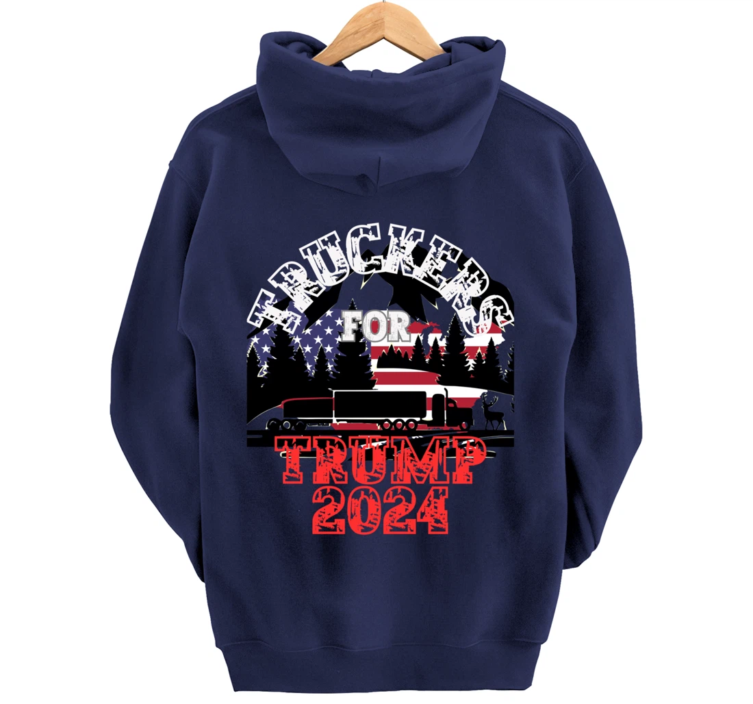 Patriotic American Flag Trump 2024 Pullover Hoodie