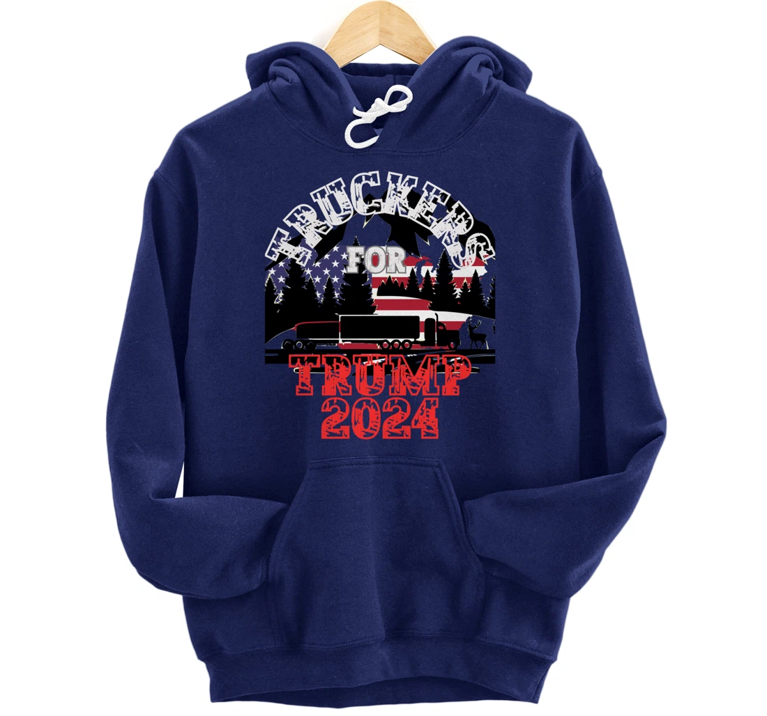 Patriotic American Flag Trump 2024 Pullover Hoodie