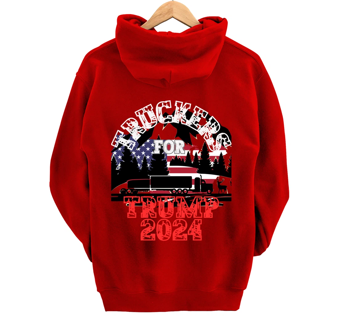 Patriotic American Flag Trump 2024 Pullover Hoodie