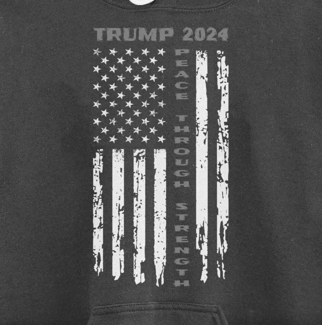 Peace Through Strength Vintage American Flag Pro Trump for Pullover Hoodie