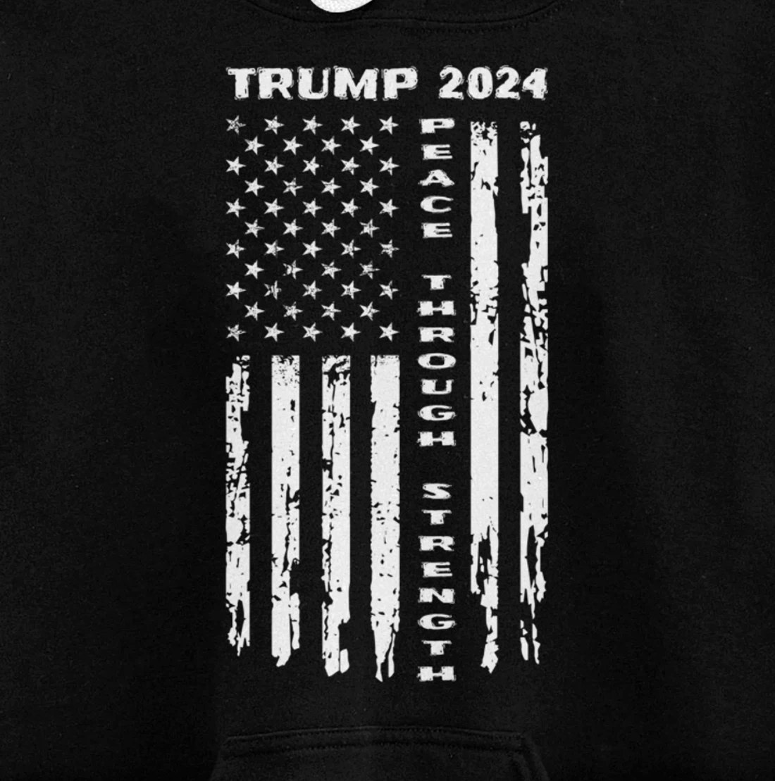 Peace Through Strength Vintage American Flag Pro Trump for Pullover Hoodie