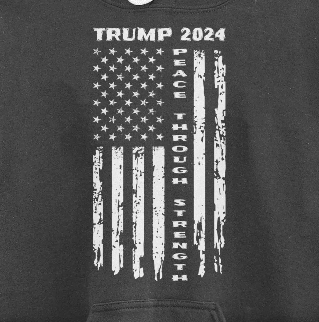 Peace Through Strength Vintage American Flag Pro Trump for Pullover Hoodie