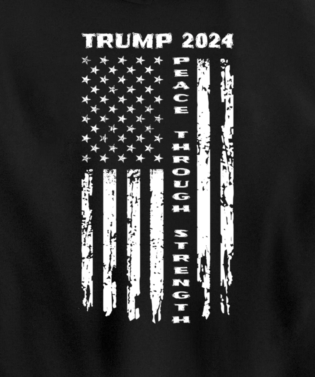 Peace Through Strength Vintage American Flag Pro Trump for Pullover Hoodie