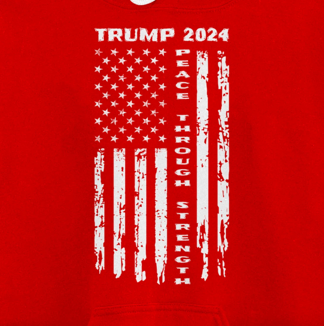 Peace Through Strength Vintage American Flag Pro Trump for Pullover Hoodie