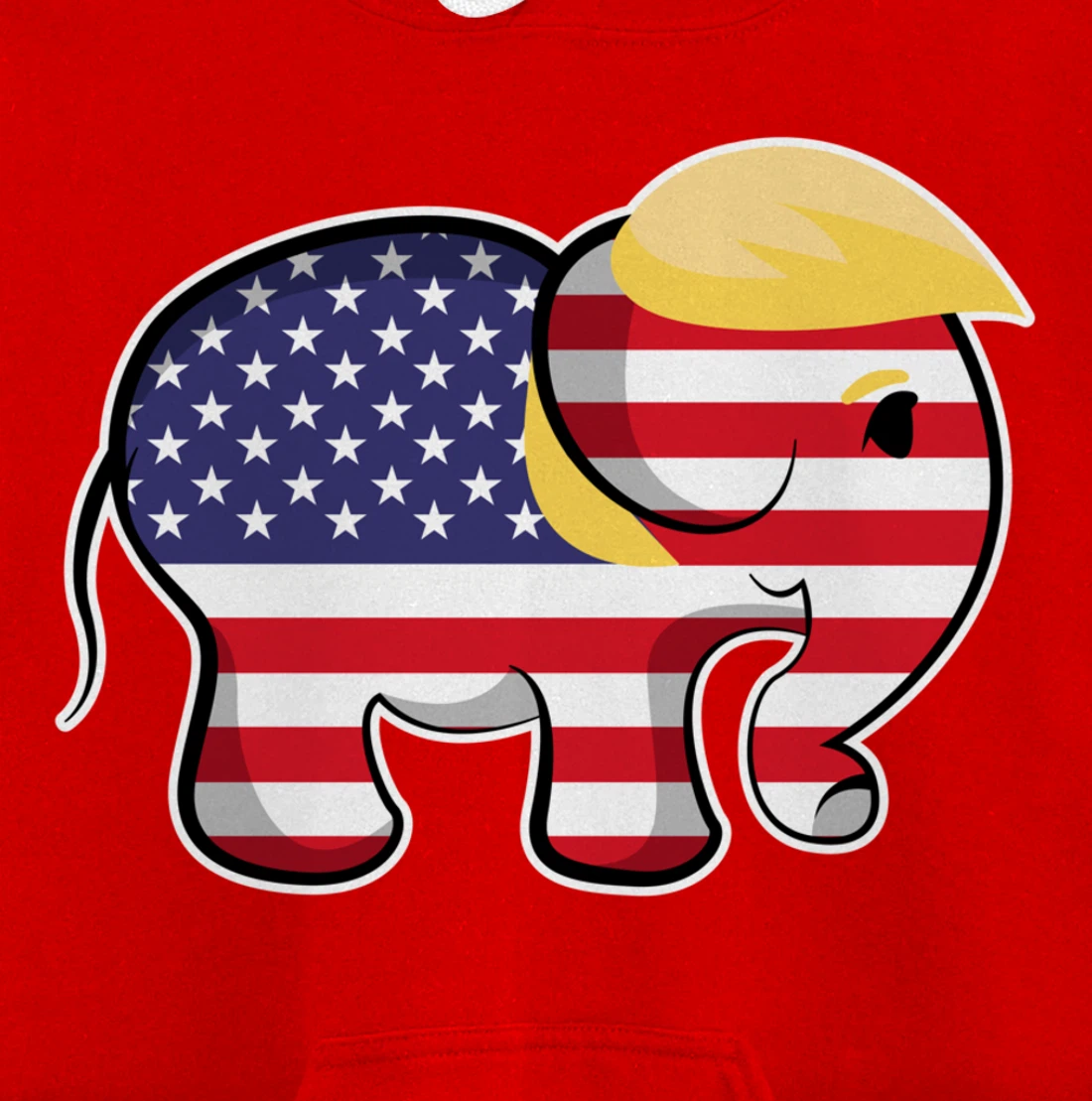 Pro Trump Hair Elephant Red White Blue Flag Republican Pullover Hoodie