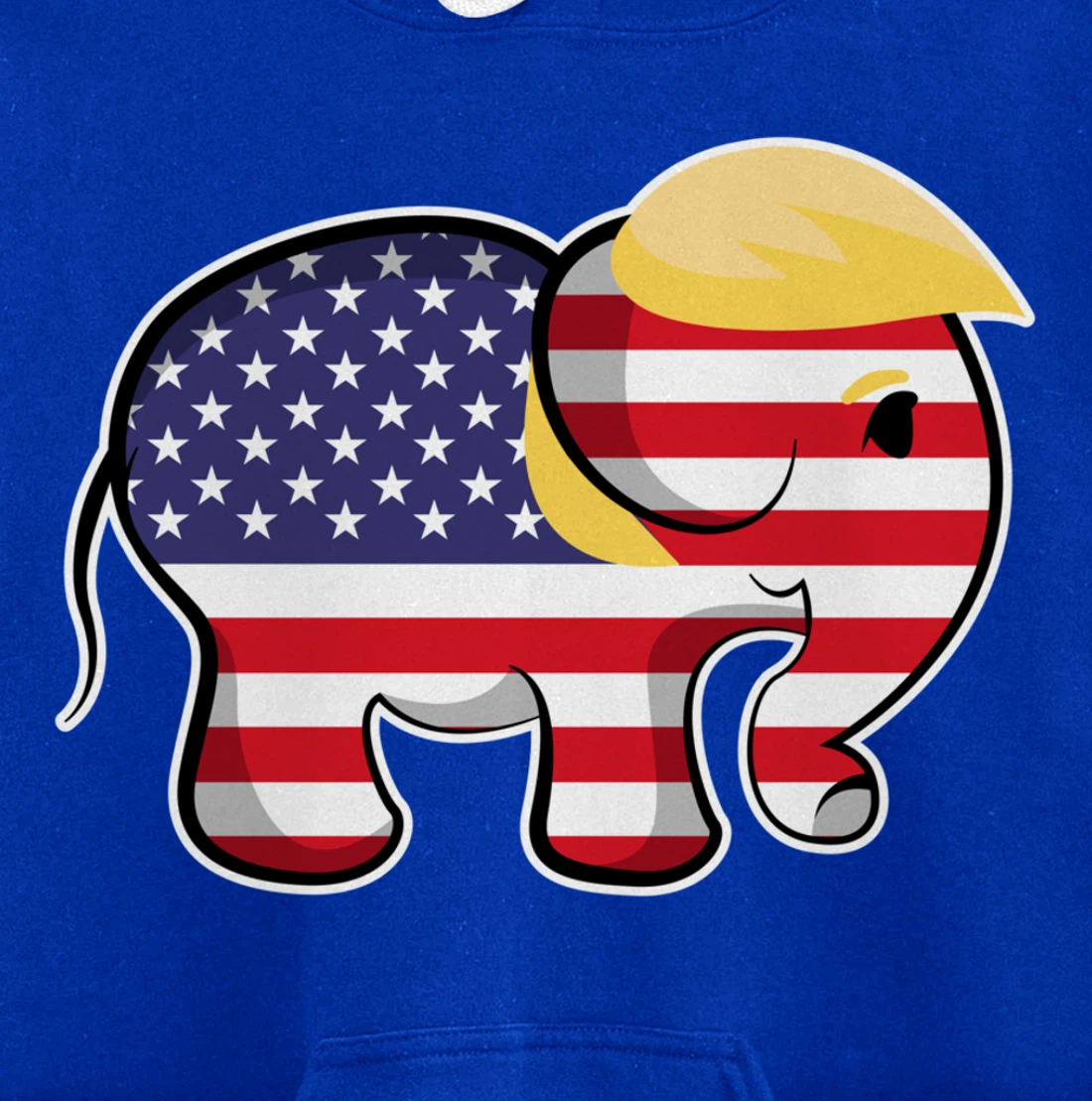 Pro Trump Hair Elephant Red White Blue Flag Republican Pullover Hoodie