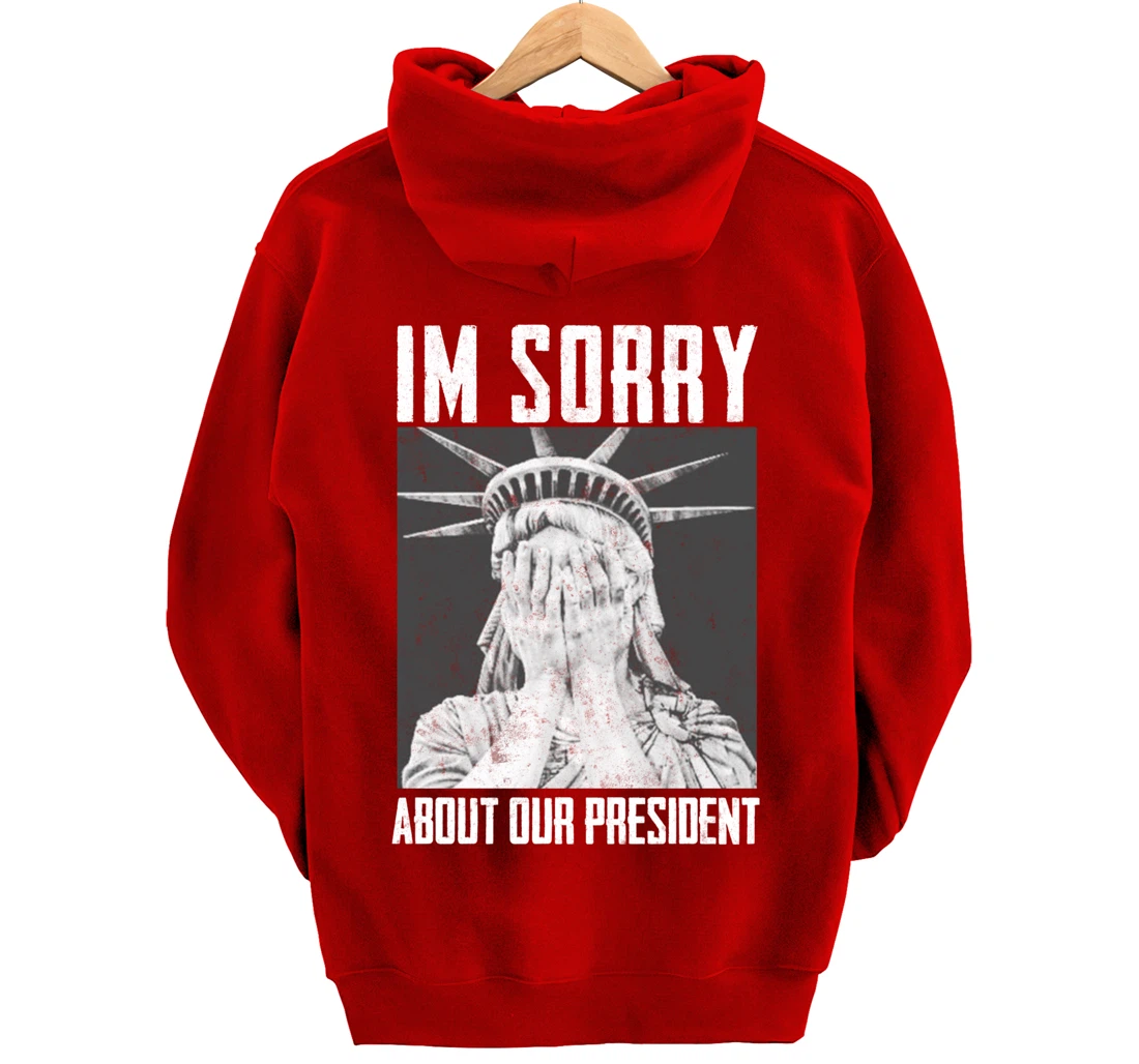 Funny Ashamed Statue of Liberty Political Anti-Trump RHINOS Pullover Hoodie