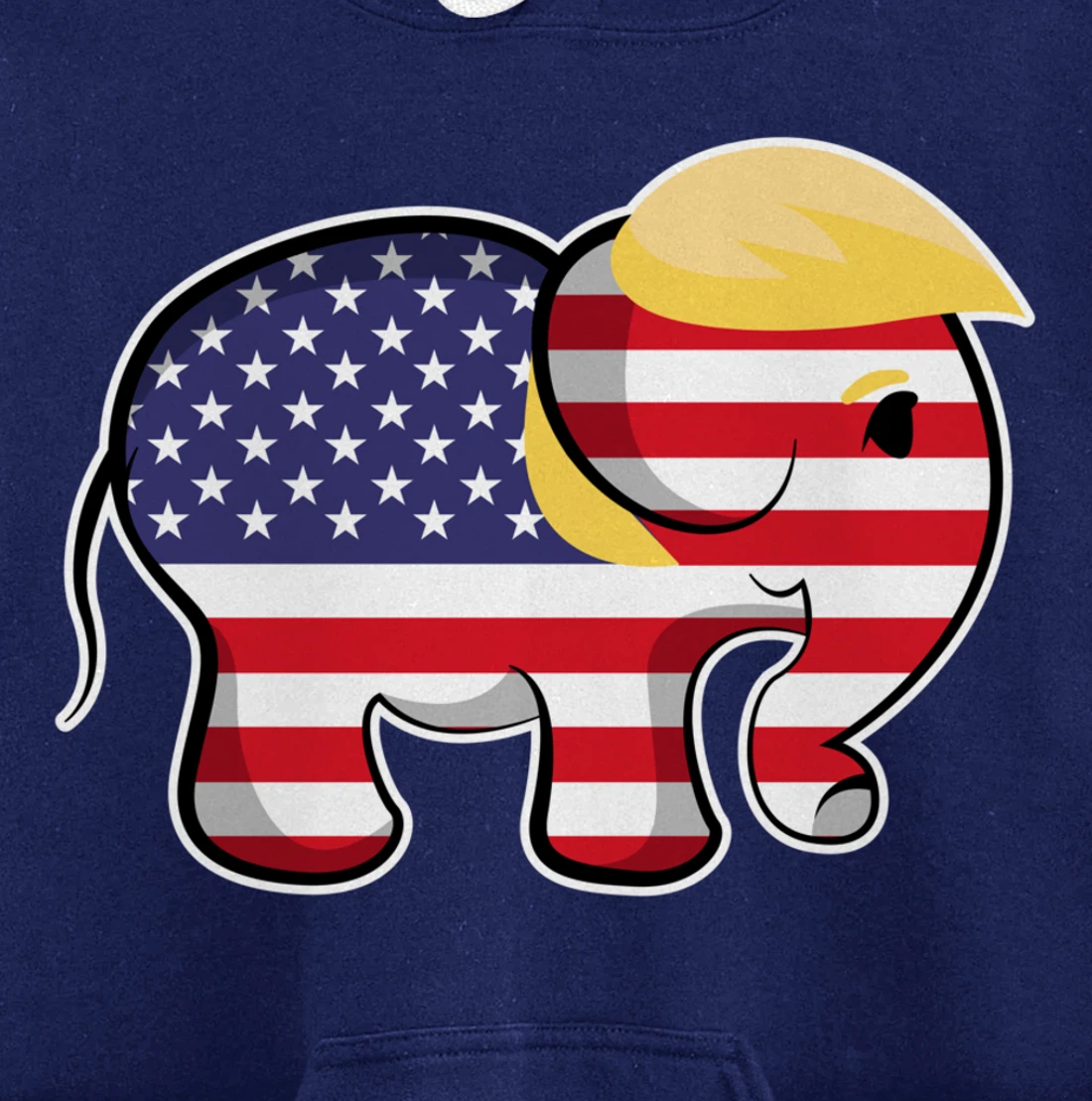Pro Trump Hair Elephant Red White Blue Flag Republican Pullover Hoodie