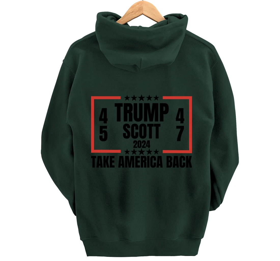 Trump Scott 2024 Take America Back Patriotic Pullover Hoodie