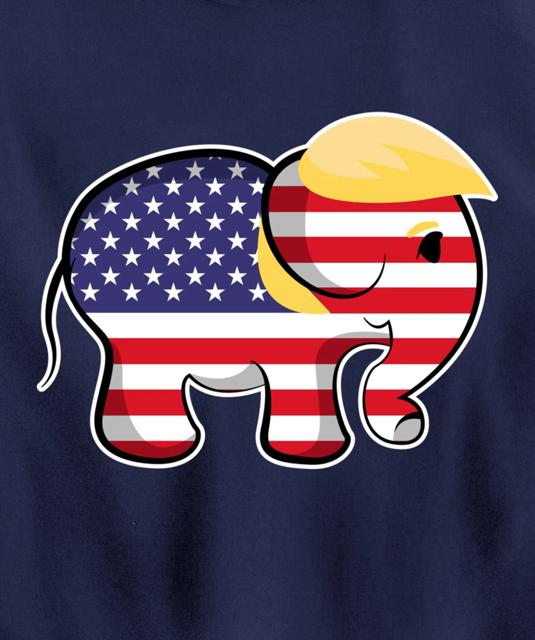 Pro Trump Hair Elephant Red White Blue Flag Republican Pullover Hoodie