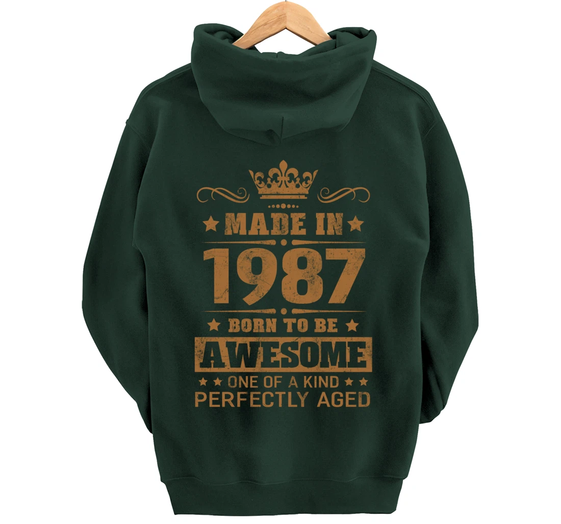 Made in 1987 Born To Be Awesome Birthday Gifts Pullover Hoodie