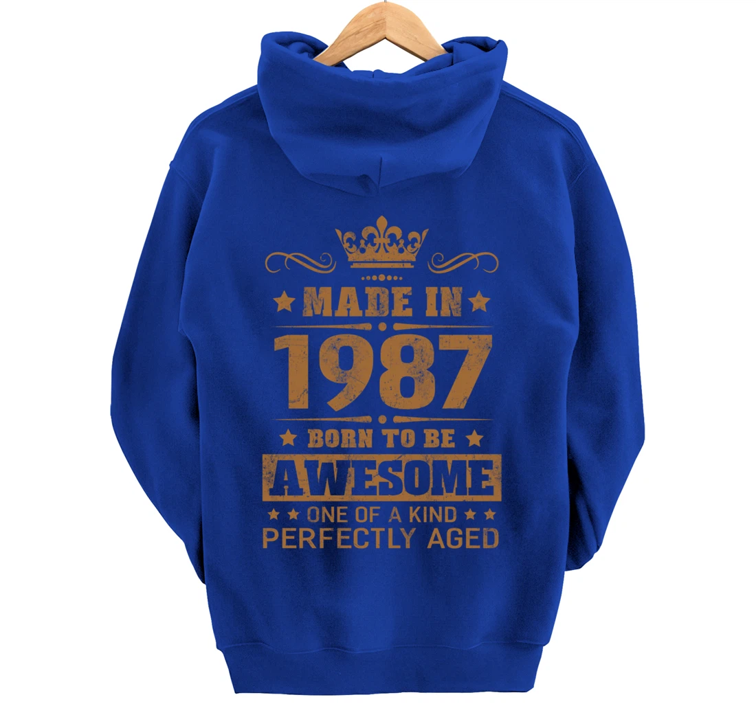 Made in 1987 Born To Be Awesome Birthday Gifts Pullover Hoodie