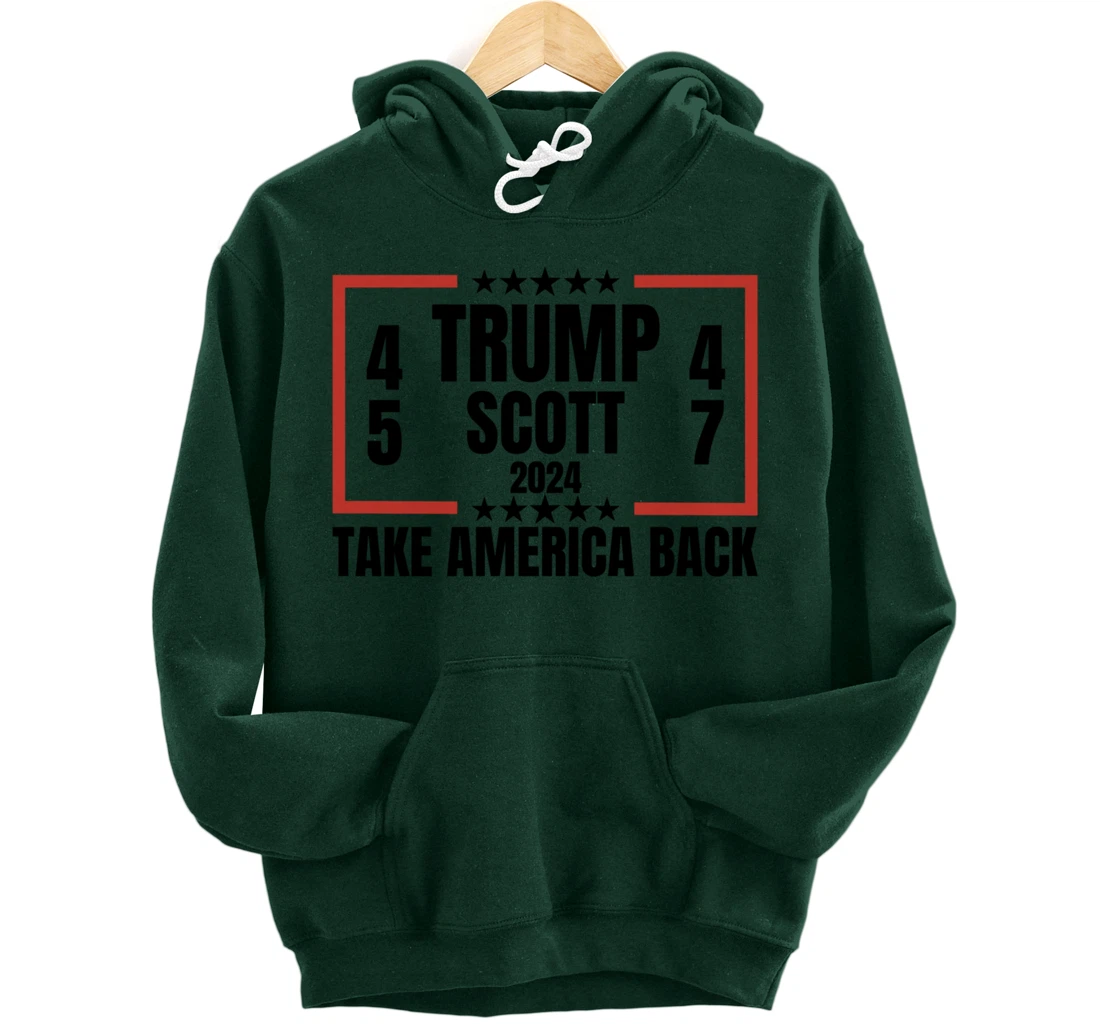 Trump Scott 2024 Take America Back Patriotic Pullover Hoodie