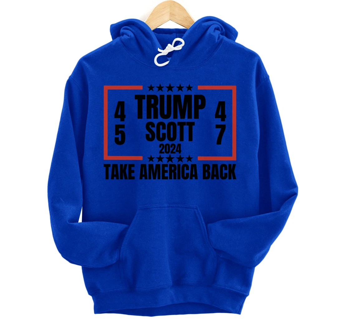 Trump Scott 2024 Take America Back Patriotic Pullover Hoodie