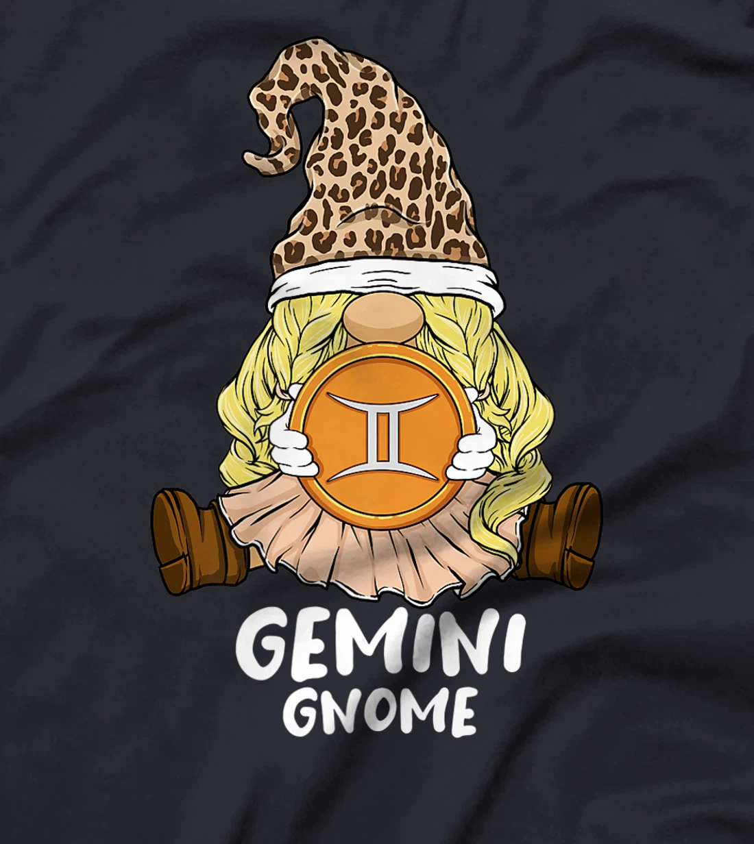 Gemini Gnome Zodiac Sign Leopard Print Hat for Girls Women T-Shirt, Women T-Shirt