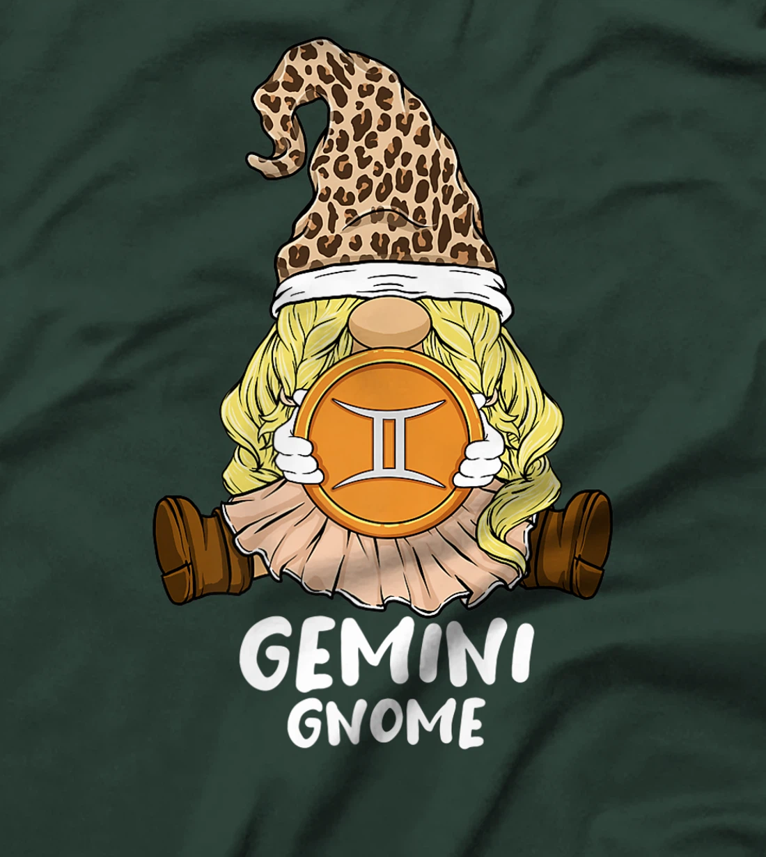 Gemini Gnome Zodiac Sign Leopard Print Hat for Girls Women T-Shirt, Women T-Shirt