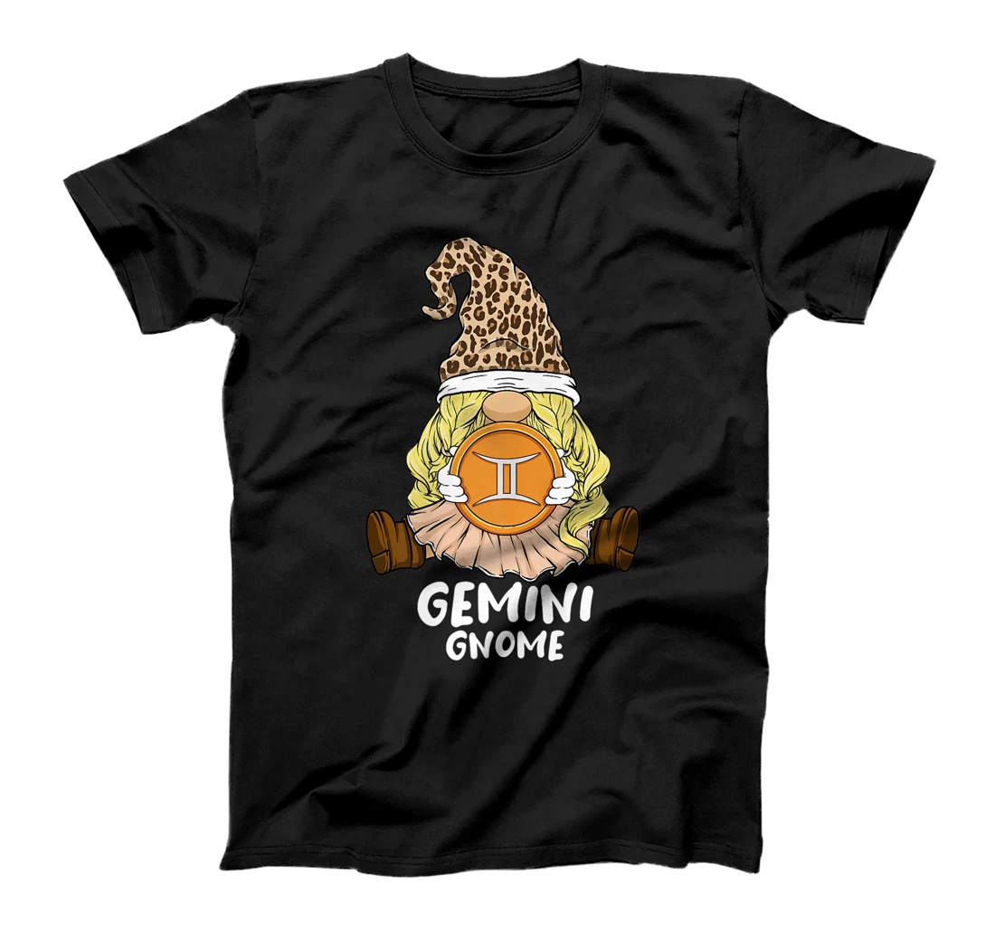 Gemini Gnome Zodiac Sign Leopard Print Hat for Girls Women T-Shirt, Women T-Shirt