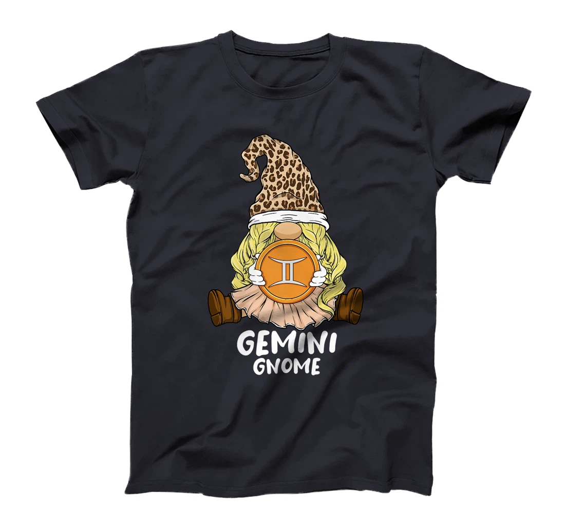 Gemini Gnome Zodiac Sign Leopard Print Hat for Girls Women T-Shirt, Women T-Shirt