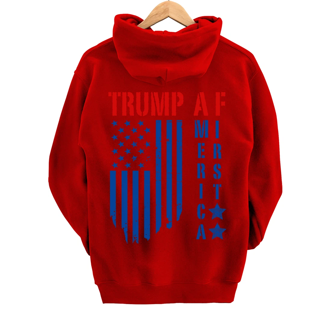 TRUMP AF America First Ultra MAGA Republican Military Voter Pullover Hoodie
