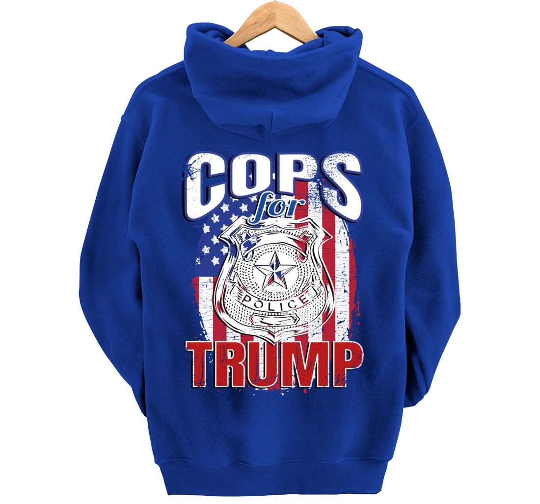 COPS FOR TRUMP Pro Police Pro Trump Blue Line Pullover Hoodie
