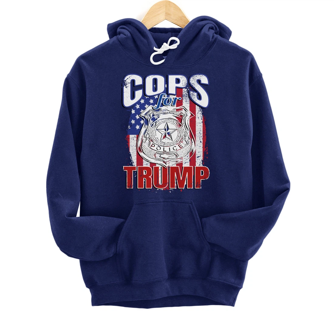 COPS FOR TRUMP Pro Police Pro Trump Blue Line Pullover Hoodie