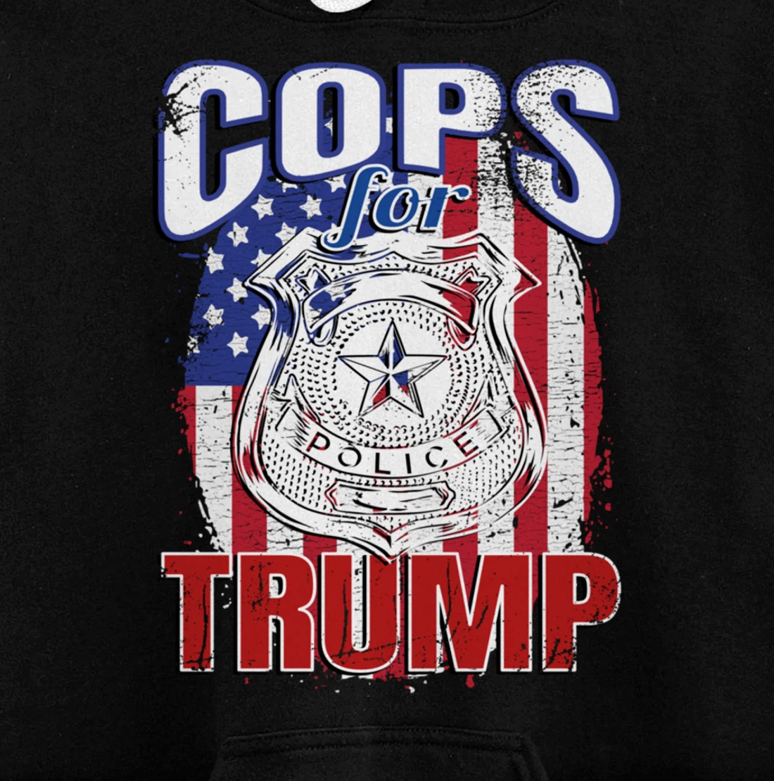 COPS FOR TRUMP Pro Police Pro Trump Blue Line Pullover Hoodie