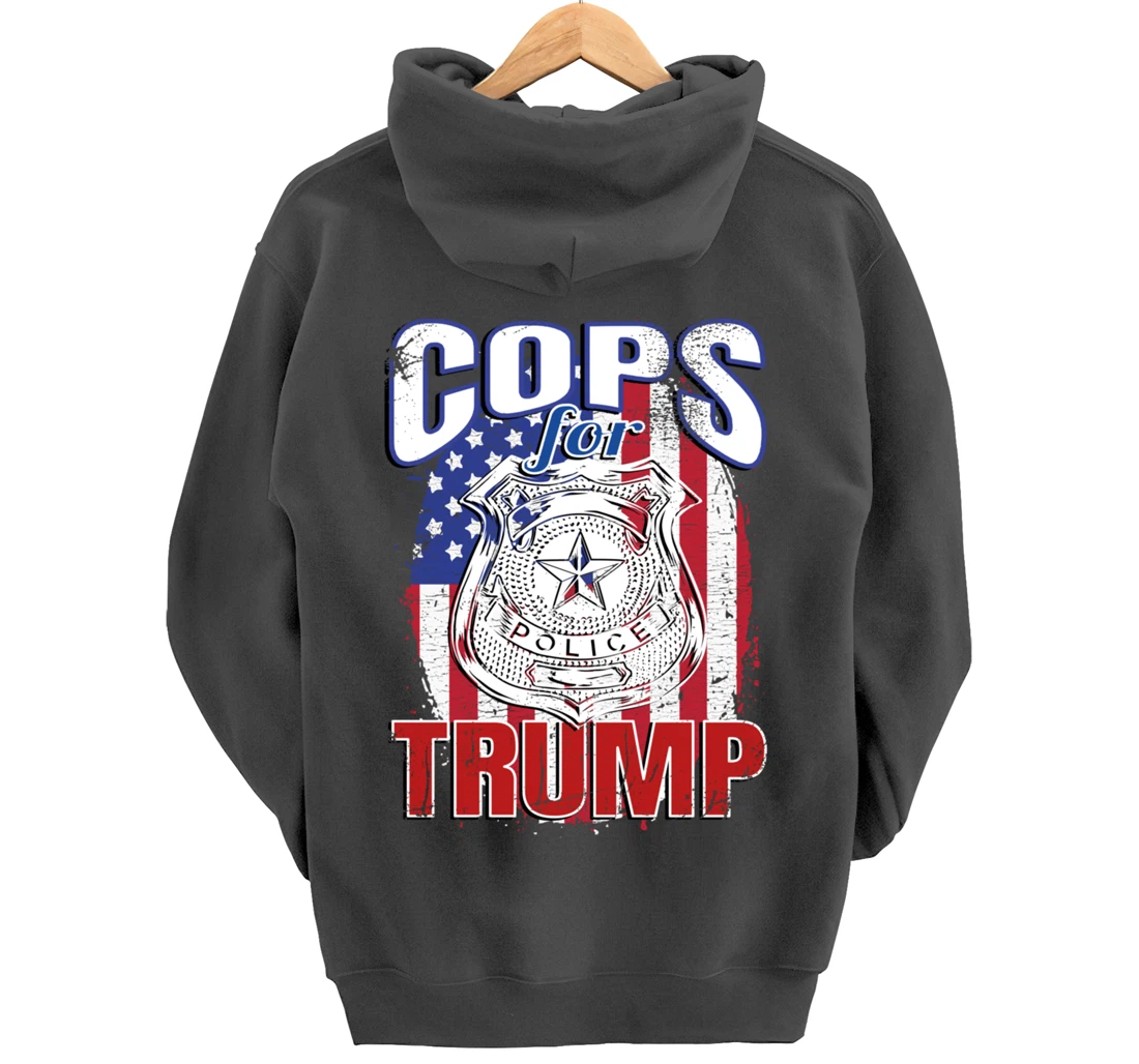 COPS FOR TRUMP Pro Police Pro Trump Blue Line Pullover Hoodie