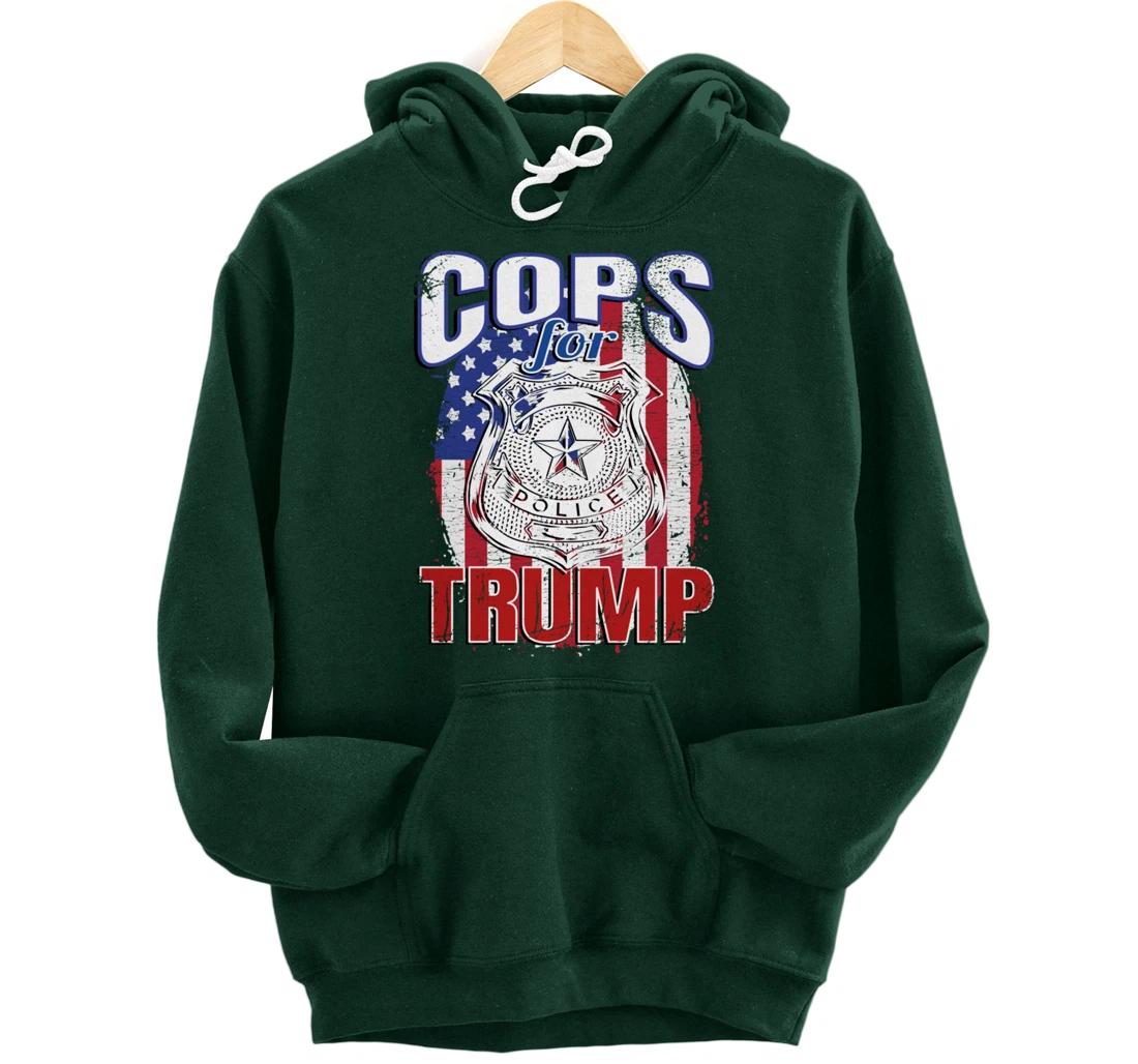 COPS FOR TRUMP Pro Police Pro Trump Blue Line Pullover Hoodie