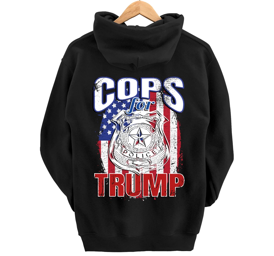 COPS FOR TRUMP Pro Police Pro Trump Blue Line Pullover Hoodie