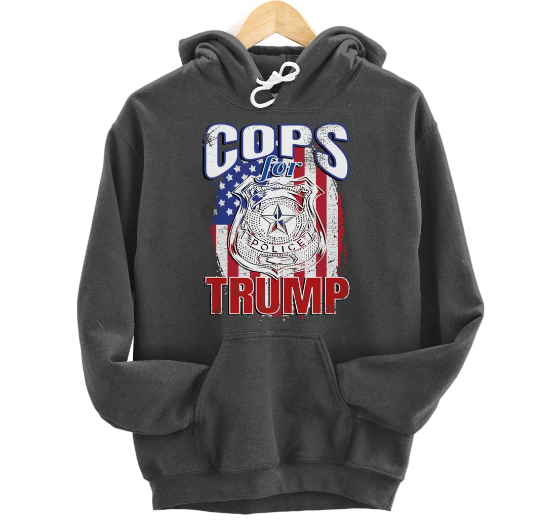 COPS FOR TRUMP Pro Police Pro Trump Blue Line Pullover Hoodie