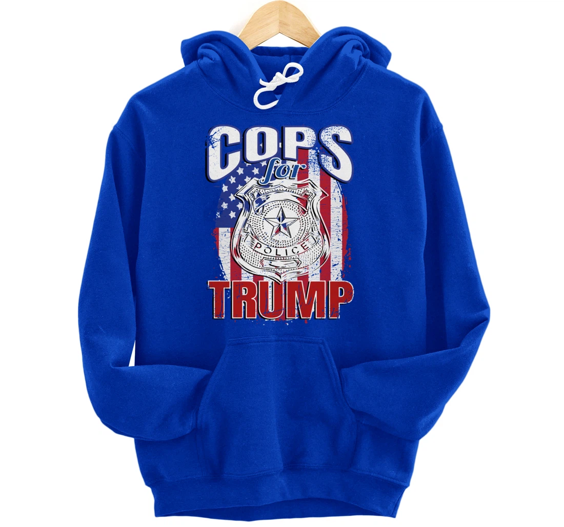 COPS FOR TRUMP Pro Police Pro Trump Blue Line Pullover Hoodie