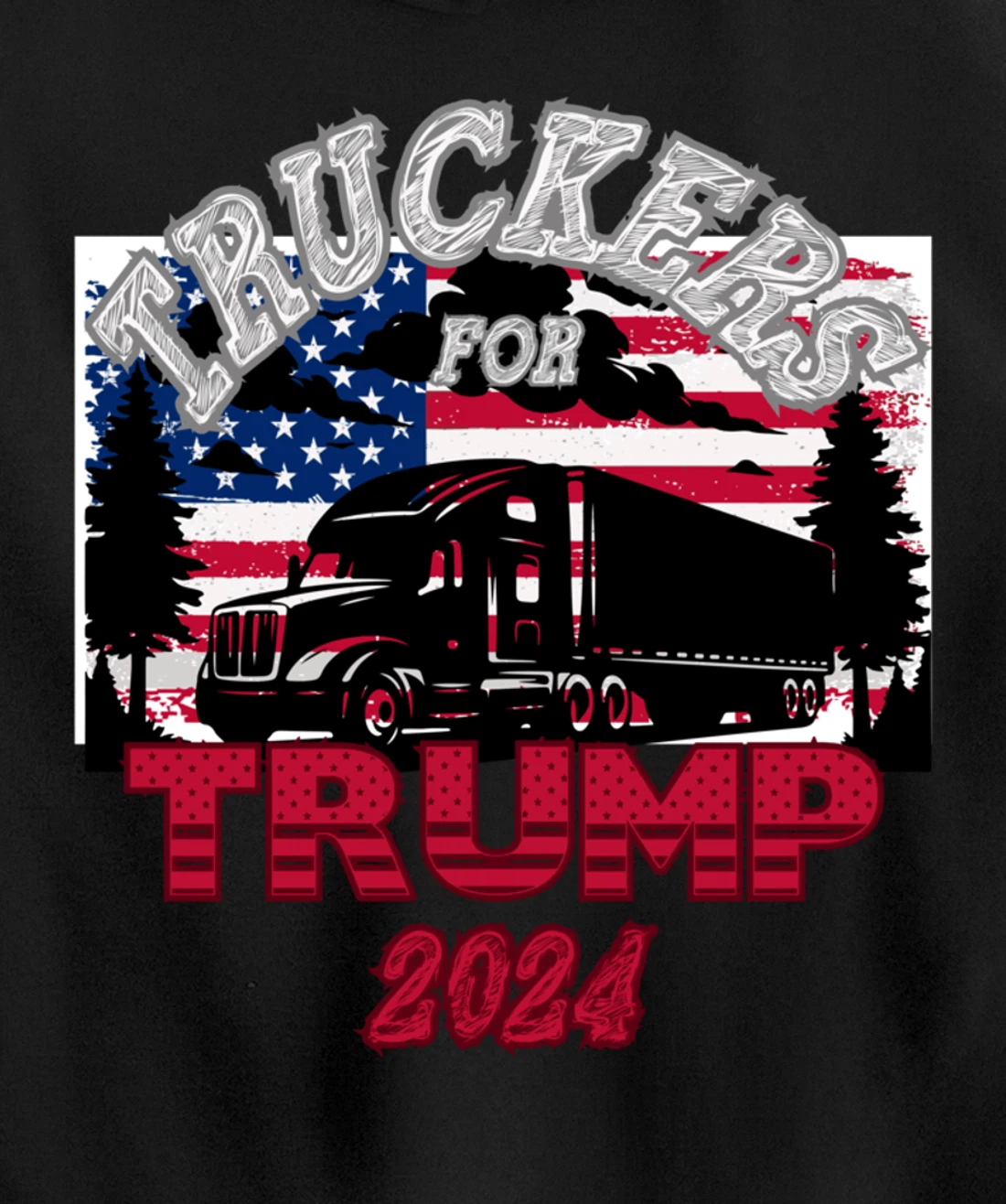 Patriotic American Flag Trump 2024 Pullover Hoodie