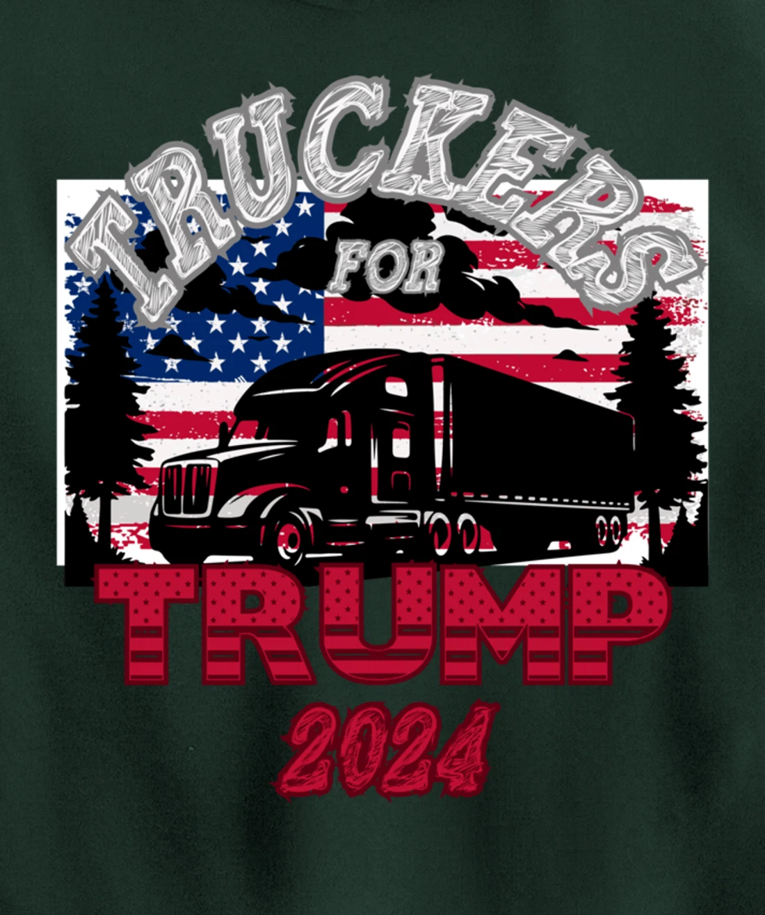 Patriotic American Flag Trump 2024 Pullover Hoodie