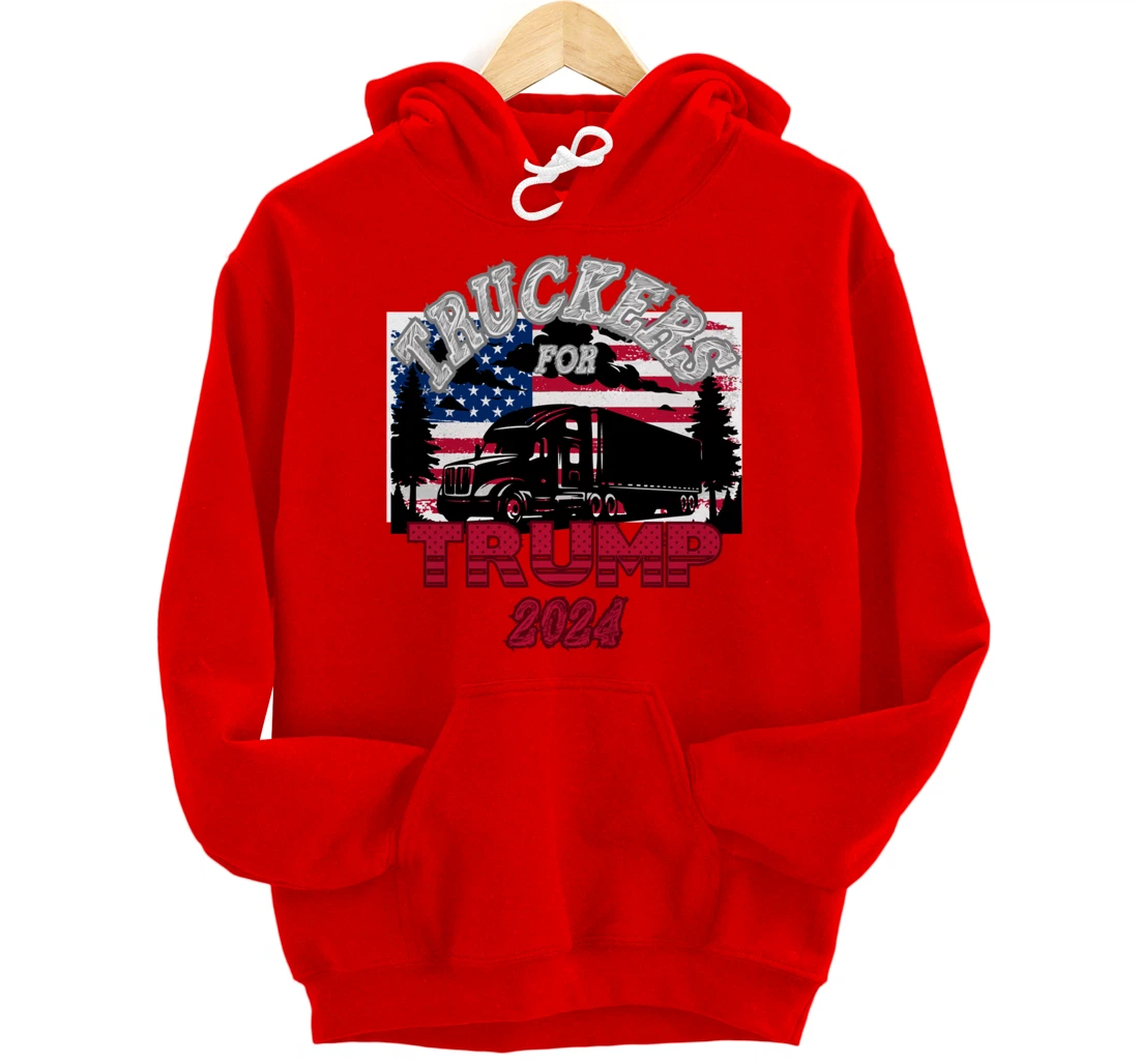 Patriotic American Flag Trump 2024 Pullover Hoodie