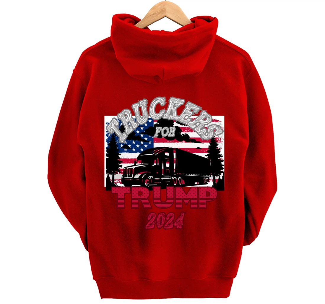 Patriotic American Flag Trump 2024 Pullover Hoodie