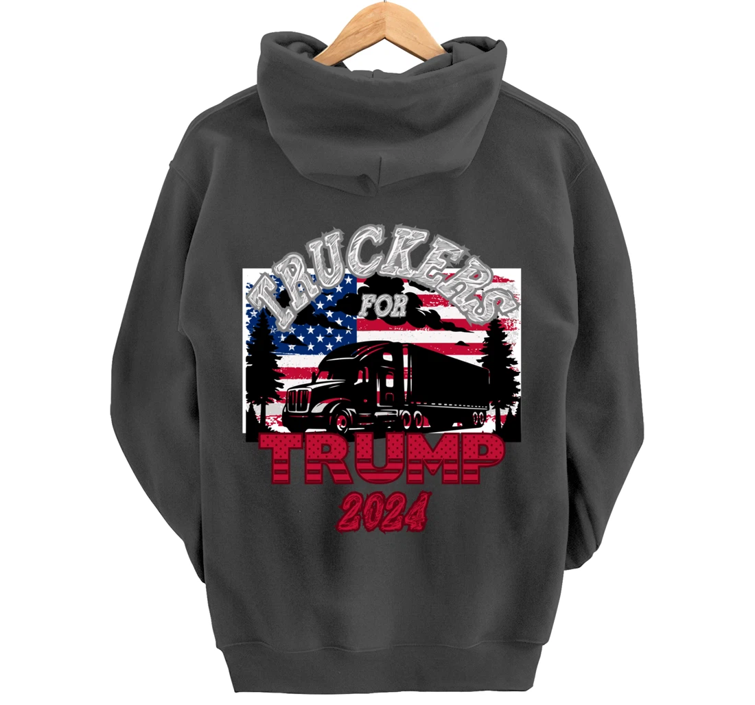 Patriotic American Flag Trump 2024 Pullover Hoodie